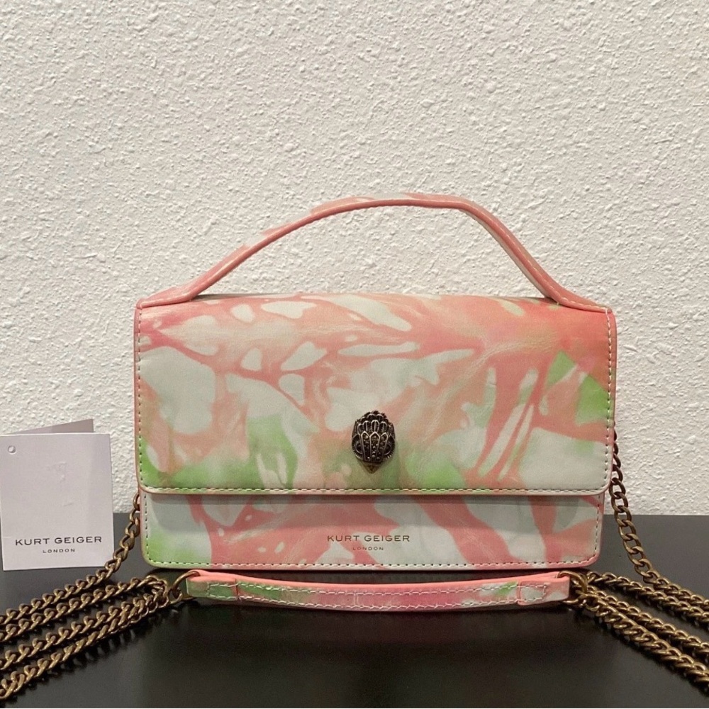 Kurt Geiger London Bond Top Handle Pink and Green Women's Bag NWT - Picture 2 of 12